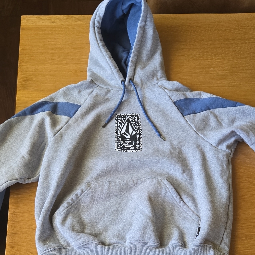 Volcom Gray and Blue Graphic Hoodie